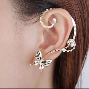 Pair Butterfly ear cuff wrap W/ matching earring